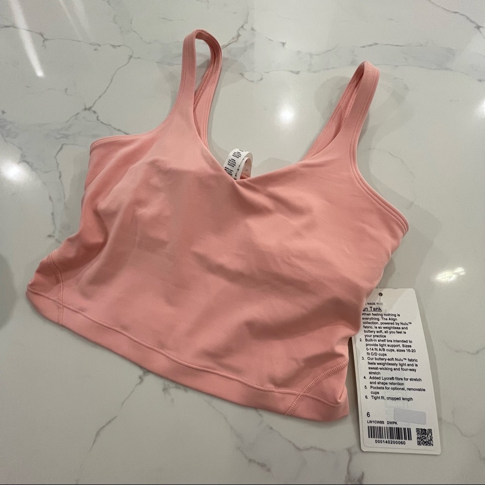 Nwt lululemon align tank dew pink 6
